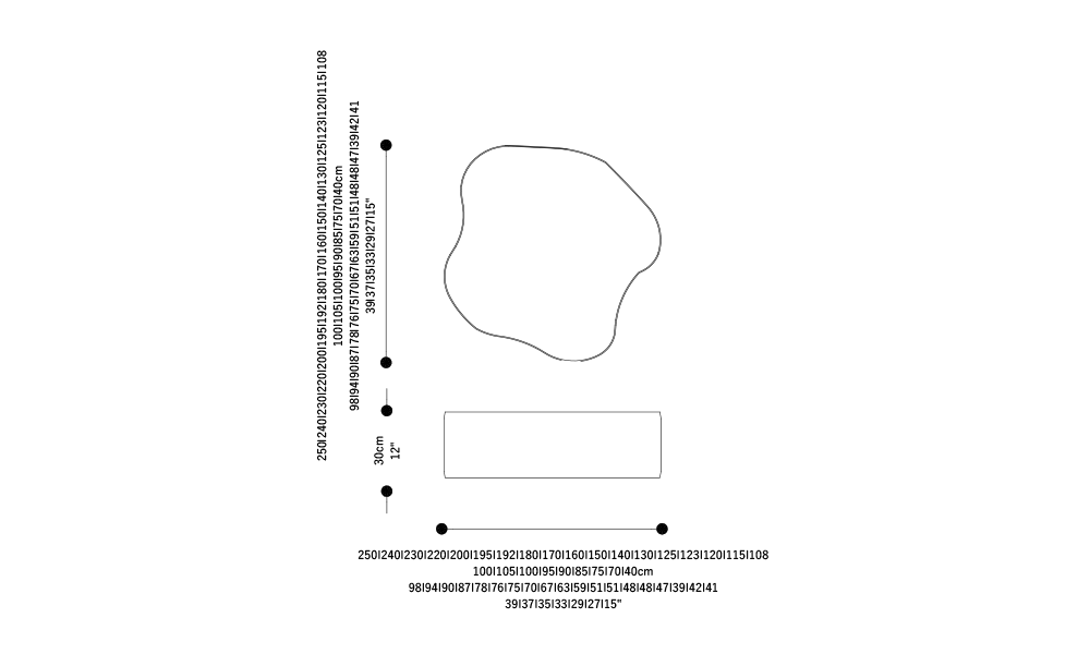 Image of the main dimensions of the product